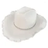 Berets Lightweight Rhinestone Decor Fedora Hat For Women Men Breathable Cowboy Cap With Feather Brim Western Jazz Felt