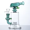 New Arrival Hookahs Unique 7 Inch Mini Bongs Matrix Perc Bong Sidecar Neck Blue Green Heady Glass Water Pipes 14mm Joint Small Dab Rigs With Bowl