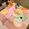 Cute Sun Flower Cuddle 2 In 1 Multifunctional Rabbit Dinosaur Lion Hand Warm With Blanket Toy Koala Pillow Kids toy Girl Gift J220729