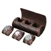 Watch Boxes 3 Slots Retro Convenient Creative Roll Case Storage Box Worn Style Leather Free Engraving Logo Or Name Gift