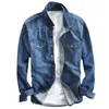 Men's Casual Shirts long-sleeved solid denim shirt fashion brand Classic retro Pocket decoration Business Spring and Autumn Tops 221105