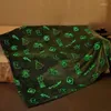 Cobertores Luminous Glow Blanket Christmas Green Cover meninos meninos dormindo quente