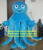 Smart Mascot Costume Blue Octopus Cuttlefish Inkfish Sepia Devilfish Octopoda With Long Curve Mouth Blue Hands No.4655