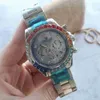 Watch Mens Sugar Bean Color Diamond Six Needle Multifunctional Timing Package Mail