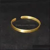 Bangle Bangle Private Custom Jewelry Handmade Flat Strip Frosted Smooth Simple Male For Female Couple Brass Bracelet Cuff Banglebang Dhmzf