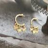 Hoop Earrings Lovely Girl Gold Color Plating Small Star Butterfly Charm Hanging For Women Girl's Fashion Super Cute Delicate