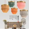 Pendant Lamps Nordic Postmodern Simple Light Luxury Tassel Lamp Living Room Bedroom El Gold/Pink/Gray/Green/Orange LED Chandelier Lights