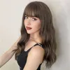 Fashion Wavy Wigs With Bangs For Woman Synthetic Long Natural Gradient Color Hair Wig Cosplay Breathable Wigs