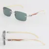 New White Inside Stripe Genuine Natural Horn Sunglasses for Women 8200757 Fashion Style Metal Rimless Male Female Adumbral Man Woman Frames Sun Glasses Size 57-18-140