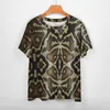 Shirt Snakeskin Print Grey And Brown Retro S Short-Sleeve Casual Tees Female Beach Graphic Tops Plus Size 4XL 5XL