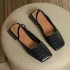 Sandals Square Head Women Sandals New Summer Low Heel Slippers Flastic Fand Asse Assual Loves L221107