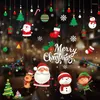 Juldekorationer 2022 Happy Year Glass Sticker Merry Santa Elk Film for Home Decoration