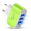 3 chargeur mural USB adaptateur LED adaptateurs de voyage Triple ports USB chargeurs prise maison pour téléphone portable avec paquet Opp