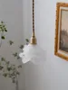 Pendant Lamps American Retro Art White Flower Glass Suspension Light Nordic Simple Restaurant Bar Bay Window Bedside E14 Single Lamp