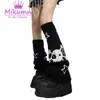 Socks Hosiery Mikumn Harajuku Y2k Star Skull Black White Knitted Two-side Wear Leg Warmers Socks Punk Girls Chic Streetwear Leg Cover T221116