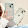 F￶r iPhone -telefonfodral Back Cover Candy Color Wave Border Transparent Soft TPU Fashionable Fresh Silicone 11 Pro Max 12 13 Pro 14Promax 14Plus X XR XS 12 2 In 1