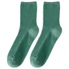 Socks Hosiery Women 2022 New Fashion Solid Color Green Cotton Breathable Casual Japanese Style Crew Slouch For Socken T221116