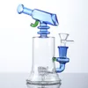 New Arrival Hookahs Unique 7 Inch Mini Bongs Matrix Perc Bong Sidecar Neck Blue Green Heady Glass Water Pipes 14mm Joint Small Dab Rigs With Bowl
