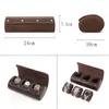 Watch Boxes 3 Slots Retro Convenient Creative Roll Case Storage Box Worn Style Leather Free Engraving Logo Or Name Gift