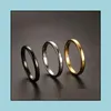 Ringas de banda TOLAS 100pcs lote de aço inoxidável Ringos largura de 2 mm Jóias de aliança de casamento para homens Mulheres Sier Gold Black Fashion B Dhyg8