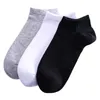 Chaussettes pour hommes 5 paires/lot été coton coupe basse hommes couleur unie mode respirant sport court confortable cheville chaussette blanc noir