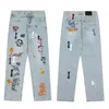 Hommes Femmes Jeans Jeans de créateur de mode Denim Jean pour homme Slim Fit Long Straight Hip Hop Moto Bikers Lavé motif géométrique 12 styles taille 28-40 noir blanc