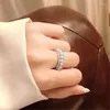 Cluster Rings 2022 Summer High Quality Personality Full Diamond Pearl Ring Ladies Temperament Classic Birthday Party Luxury Jewelry Gift