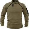 Sweats à capuche pour hommes Wepbel couleur unie extérieur garder au chaud respirant tactique hommes haut col montant sweats pull hauts amples