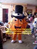 Likable Brown Basketball Mascot Costume Mascotte Basketballer Tennis Ball Adult With Big Black Hat Happy Face No.708 Free Ship