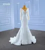 Abito da sposa della sposa bianca bianca a collo a V Deep Long Long Sleeve mostra un alto temperamento di coda di pesce sottile su misura SM222155