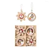 Kerstdecoraties 12 pc's houten hangers hangende ornament holle boom sneeuwman hanger cadeau voor kinderen