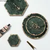 Table Mats Nordic Style Green Natural Marble Placemat Desktop Plate Mat Household Insulation Decorative Cushion