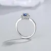 Anneaux de mariage romantique mode couleur argent mer bleu Zircon anneau ouvert dames élégant luxe fiançailles bijoux cadeau d'anniversaire