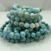 Strand 11mm naturliga larimar stenp￤rlor armband rund bl￥ l￶s armband f￶r kvinnor m￤n armband g￥va diy halsband