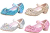 Весенняя осень 2019 года INS Дети принцесса свадебная блеск бахновая хрустальная туфли на высоких каблуках обувь детские сандалии девочки вечеринка Sho7024288