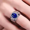 Anneaux de mariage CXQA argent couleur bleu cristal autrichien anneau hommes cadeau goutte fête doigt Bijoux BCZ Bijoux en gros