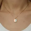 قلادة Gold Gold Big Opal Drop Necklace Dencical Long Chain White Cz Charm Jewelry for Femmale Party Dress