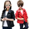 Vestes Spring Children's Vêtements Girls Pu Jacket M mante Vêtements Classic Classic Zipper Le cuir en cuir faux décontracté solide mince