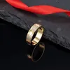 2023 Fashionabla Titanium Steel Three Row Diamond Rose Rose Gold Pair Ring Birthday Holiday Love Gift