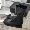 Designer Women Boots Metallic Buckle Boot Autumn Winter Black Leather Booties New Thick-heeled Tie-in Short Tube Fashion Ladies Half Boots With Box