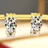 Brincos de garanhão 2022 Moda fofa de titânio aço preto mancha de leopardo simples tendência feminina Design de luxo de alta qualidade Presente de joias