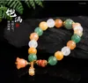 Strand Natural certificado Topaz Certified Dongling Jade Gold Gold Silk Bead Jewelry Gift