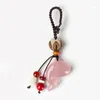 Keychains Little Fish Charms Keychain Natural Chalcedony Car Pendant Key Ring Holder For Women Bag Male Female Ornaments