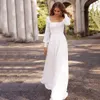 Mãe dos vestidos de noiva Pescoço quadrado Aberto da costa minimalista Chiffon Bohemian 2022 Grande tamanho novo em