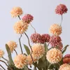 Fleurs décoratives 5 têtes soie pissenlit fleur boule pompon branche artificielle avec des feuilles vertes pour la maison décorations de mariage faux