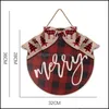 Christmas Decorations Christmas Door Wooden Decorations With Plaid Bow Holy Night Front Sign For Xmas Home Fireplace Wall Farmhouse Dhedx