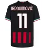 22 23 Ibrahimovic hayranları oyuncu versiyonu futbol formaları 4. Giroud Jersey Paqueta Romagnoli Brahi Theo Milan Futbol Gömlek Hernandez Maillot Diaz AC Milans 1108