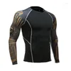 Men's T Shirts 2022 T-Shirt Stampata Collant a compressione uomo fitness camicia da corsa traspirante manica lunga sport palestra