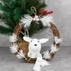 Decorazioni natalizie Modern Xmas Hanging Wreath Scarf Design Elk Rattan Circle Aspetto realistico Puntelli festivi Finestra del centro commerciale