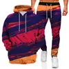 Herrsp￥r 2023 Autumn Winter Camouflage Digital tryck Huvtr￶ja Set Graffiti Color Series Par Leisure Sports Tracksuit Men